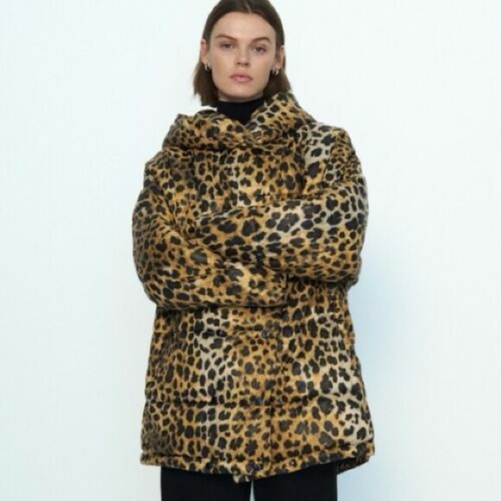 ZARA LEOPARD PUFFER JACKET
